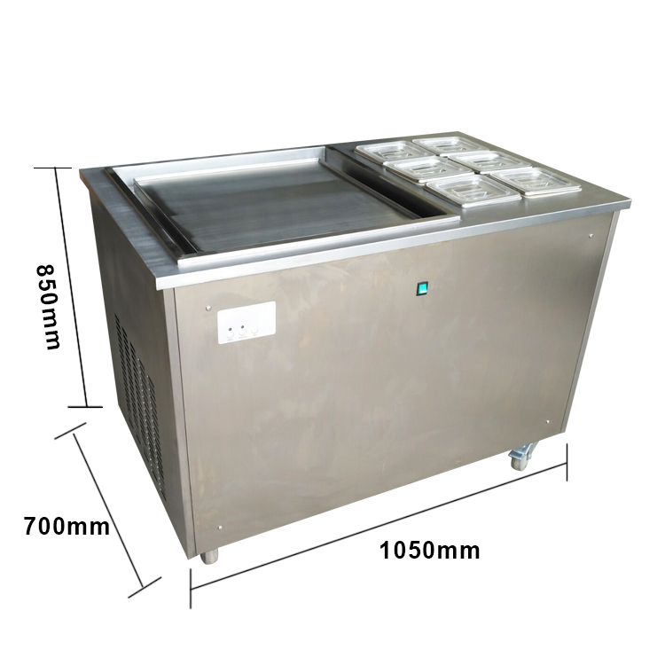 Máquina de helados fritos WF1120-6F - Bandeja cuadrada simple 500 con 6 recipientes para coberturas GN